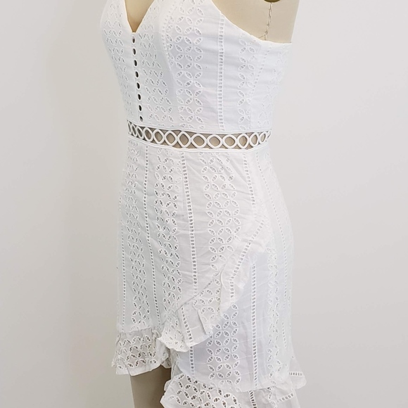White Crochet Ruffle Dress - Picture 6 of 6
